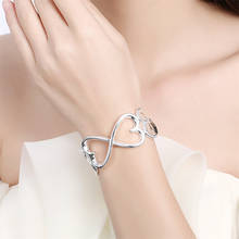 Pulseira de prata com abertura, pulseira de prata 925 com abertura de coração para mulher, joia de festa para casamento e noivado 2024 - compre barato