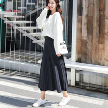 Women's Elegant Knitted Midi A-line Skirt Female Korean Casual High Waist Black Sweater Skirts Saias Faldas 2021 Winter SK422 2024 - buy cheap