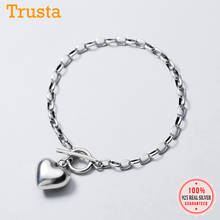 Trustdavis-pulsera de plata de primera ley con forma de corazón para mujer, brazalete, plata esterlina 925, estilo minimalista, fiesta, S925, DA1231 2024 - compra barato