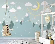 Beibehang-papel tapiz pintado a mano para habitación de niños, personalizado, simple, cielo estrellado, montaña, fondo interior, papel de pared 2024 - compra barato