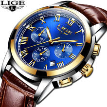 Кожаные часы Reloj Hombre 2020 LIGE мужские часы лучший бренд класса люкс мужские спортивные часы для мужчин модные повседневные водонепроницаемые кварцевые часы 2024 - купить недорого