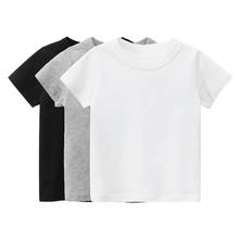 2021 летние однотонные Цвет Детская Хлопковая футболка для мальчиков и девочек, Sublimatoin Blanks футболки для девочек белые футболки рекламы детская одежда От 2 до 10 лет 2024 - купить недорого