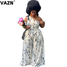VAZN 2020 Hot High-end Vacation Chiffon Sexy Plus Size Elegant One Off Shoulder Bodysuit Group Long pants Slim Women 2 Piece Set 2024 - buy cheap