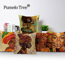 Retro Cushion Cover African Woman Decoration Pillows Case Print Sofa Car Cushions Covers Painting Home Pillows Cases Kissenbezug 2024 - buy cheap