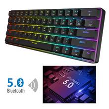 RGB с Подсветкой Bluetooth 5,0 Беспроводная Двухрежимная механическая клавиатура, 61 клавиши Gateron Q6PA 2024 - купить недорого
