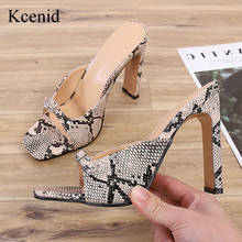 Kcenid 2021 Summer Slippers Fashion Open Toe Serpentine Buckle Decoration Ladies Shoes Square Heel Sandals Pumps New Shoes 42 2024 - buy cheap