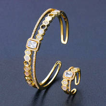 BrideTalk luxury Unique African Bracelet Bangle Ring Sets For Women Wedding Cubic Zircon Crystal CZ Dubai Bridal Jewelry Sets 2024 - buy cheap