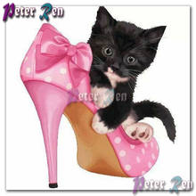 5d animal Diamond Painting  Embroider Black cat in pink high heels  DIY Square or round Cross stitch Home Decoration  present 2024 - buy cheap