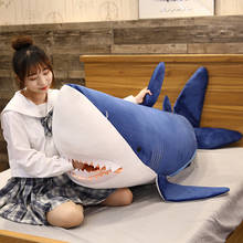 Tamanho enorme brinquedo macio simulação de pelúcia tubarão brinquedos de pelúcia brinquedos de pelúcia dormindo bonito travesseiro almofada de presente de animais de pelúcia para crianças 2024 - compre barato