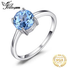 Jewelrypalace круглый 1.6ct Природный Голубой топаз камень пасьянс кольцо Твердые стерлингового серебра 925 Классический бренд Красивые ювелирные изделия 2024 - купить недорого