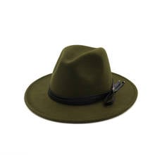 2019 Men Women Wool Fedora Hat With Leather Belt Wide Brim Jazz Hat Elegant Lady Fascinator Church Jazz Hat Size 56-58CM 2024 - buy cheap