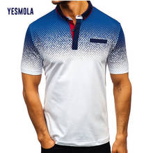 Рубашка-поло YESMOLA мужская с коротким рукавом, Повседневная модная деловая рубашка-поло с лацканами, градиентный цвет, лето 2024 - купить недорого