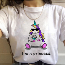 New Kawaii Harajuku T-shirt ladies cute unicorn Ulzzang T-shirt cartoon 90s funny printed T-shirt tops female graphic T-shirt 2024 - buy cheap