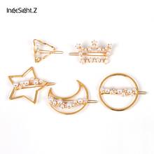 IngeSight.Z 2019 Korean Star Moon Imitation Pearl Hair Pins Barrets Boho Crystal Love Heart Hair Clip for Women Hair Accessories 2024 - buy cheap