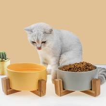 Fashion Cat Dog Feeders Bowls Wood Tableware Ceramic Pet Food Water Bowl High Grade Anti Skid Pet Supplies Dog Cat Bowl 2024 - buy cheap
