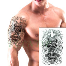 Tatuagem falsa temporária com asas de anjo, tatuagem flash com flor de rosa, pássaro, tamanho grande para mulheres e homens 2024 - compre barato