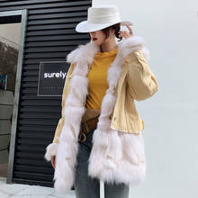 2020 New Real Fur Parka Winter Jacket Women Natural Fox Fur Liner Long Coat Female Fox Fur Collar Warm Parkas Tops Hiver DM-9015 2024 - buy cheap