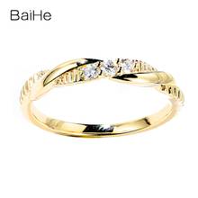 BAIHE-Anillo de boda de diamantes naturales, joyería fina, oro blanco/amarillo/rosa de 14K, 0,08 CT H/SI, moda 2024 - compra barato