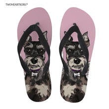 Twoheartsgirl Lovely Schnauzer Flip Flops Printing Animal Summer Beach Slippers Soft Comfortable Women Home Flats Flipflops 2024 - buy cheap