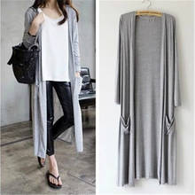 2021 Summer Autumn Women Long Cardigan Jacket Casual Pockets Split Modal Cardigans Ladies Long Sleeve Sun Protection Shirt Coat 2024 - buy cheap