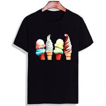 Skipoem Funny Tshirt  Aesthetic Harajuku Ice cream Cotton O Neck T Shirt Plus Size Short Sleeve Brand Female T-Shirt Femme 2024 - buy cheap