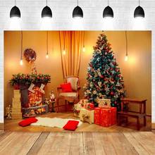 Árbol de Navidad luz chimenea habitación Interior telón de fondo telones de fondo para retratos fotográficos fondo de vinilo para Utilería de estudio de fotografía 2024 - compra barato