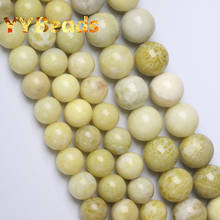 Cuentas de piedra de jaspe de limón Natural para mujer, Jades verdes claros, cuentas sueltas redondas para la fabricación de joyas, pulseras y collares de 4, 6, 8, 10, 12mm 2024 - compra barato