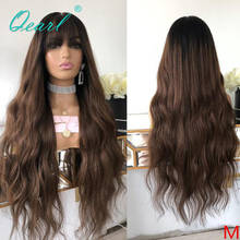 Human Hair Lace Wig with Bangs Ombre Chocolate Brown Lace Front Wigs 13x4/13x6 Body Wave Fringe Frontal Wig Remy Hair 150% Qearl 2024 - buy cheap