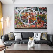 Graffiti Canvas Art This World Peace Canvas Painting All You Need Is Love Poster and Prints Wall Art Pictures for Living Room 2024 - buy cheap