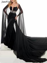 Janevini vestido de noite estilo sereia, longo, luxuoso, 2020, sem alças, cristais brilhantes, sexy, feminino, vestido largo 2024 - compre barato