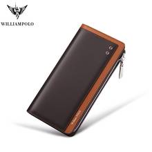 2021 new high-end first layer cowhide wallet men's long zipper ultra-thin multi-function multi-card leather cash pocket wallet 2024 - buy cheap