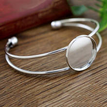 High Quality  20mm Silver Plated Bangle Base Bracelet Blank Findings Tray Bezel Setting Cabochon Cameo  (L6-05) 2024 - buy cheap