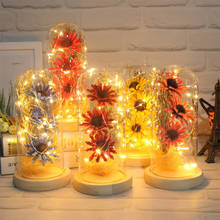 Cubierta de cristal de flor seca para decoración del hogar, lámpara LED de vida eterna, regalo para el hogar, botella de luz en tarro, luz nocturna de escritorio, regalo para el Día de San Valentín 2024 - compra barato