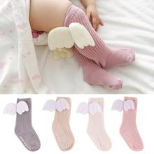 Calcetines hasta la rodilla de algodón para bebé, calcetín suave de Color caramelo, con alas de Ángel en 3D, de 0 a 4 años 2024 - compra barato