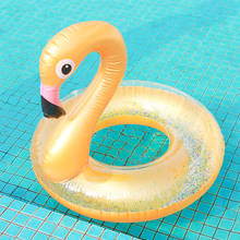 Новое поступление, Золотое блестящее надувное кольцо фламинго для плавания, для бассейна, для взрослых, для детей, плавательный круг, бассейн, пляжные игрушки 90 2024 - купить недорого