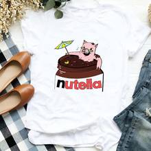 Nutella camiseta feminina estampada manga curta, camiseta feminina moderna estampada verão 2024 - compre barato