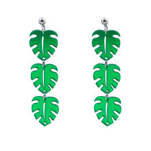 New Trendy Green Leaves Acrylic Earrings For Women Statement Long Leaf Tassel Dangle Earrings Fashion Party Jewelry Accessories 2024 - buy cheap