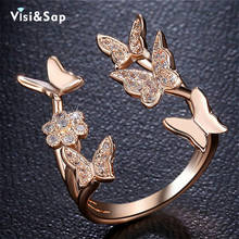 Visisap-anillos de apertura con forma de mariposa y flor para mujer, joya de Color dorado ajustable, joyería de moda, B2191 2024 - compra barato