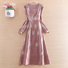 High-end Royal Embroidery Women Dress V-neck Elegant lady Slim Spring New Part Dress S-XL 2024 - buy cheap