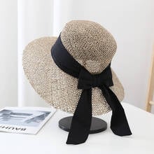 2021 Women Fray Woven Seagrass Boater Hat Casual Sun Beach Caps Wide Brim Summer Hat Unisex Straw Hats for Travel 2024 - buy cheap