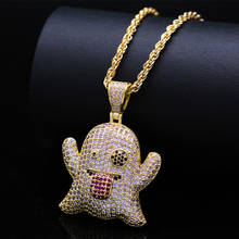Hip Hop Iced Out Full Cubic Zircon Rope Chain Ghost Face Pendant Necklace for Men Jewelry for Boy Necklace Chain Choker for Man 2024 - buy cheap