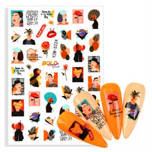 3D наклейки для ногтей, цветочные граффити, абстрактные, сексуальные, женские, для лица, фоторамка, клейкий дизайн, декор для ногтей, маникюрные наклейки для ногтей 2024 - купить недорого