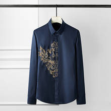 Minglu-Camisa de manga larga para hombre, camisas ajustadas de Color sólido, de lujo, con diamantes reales, informales, a la moda, de talla grande 4XL 2024 - compra barato