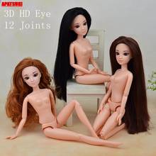1/6 boneca com olho bonito cabelo longo 12 articulações moveable boneca nude corpo para bjd bonecas diy brinquedos acessórios presente de aniversário do miúdo brinquedo 2024 - compre barato