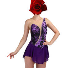 Figure Skating Dress Women girl Ice Skating Dress purple leopard Gymnastics Costume custom rhinestone  B123 2024 - buy cheap