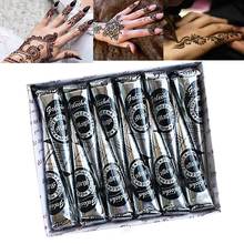12pçs 25g golecha cones de henna, natural mehndi cones de henna, pasta de tatuagem de henna indiana para tatuagem temporária, adesivo mehndi, pintura corporal de maquiagem 2024 - compre barato