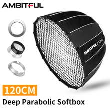 AMBITFUL-Softbox portátil P120, 120CM, 16 varillas, parabólica con rejilla de panal, montaje Bowens, Flash Speedlite de estudio 2024 - compra barato