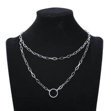 2020 Fashion Multilayer Punk Rock Chain Necklace For Women Men Choker	Grunge Jewelry Gift Circle Pendant Necklace Goth Aesthetic 2024 - buy cheap