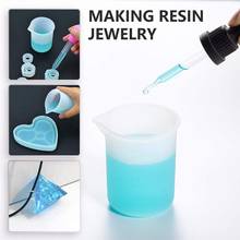 Taza de silicona para medir resina, contenedor de mezcla de epoxi líquido, herramienta para bricolaje, fabricación de joyas de resina, taza reutilizable gratis, 100ml 2024 - compra barato