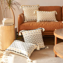 Capa de almofada geométrica boêmia, travesseiro macio para decoração de casa, sofá, cadeira, decoração nórdica 45x45cm 2024 - compre barato